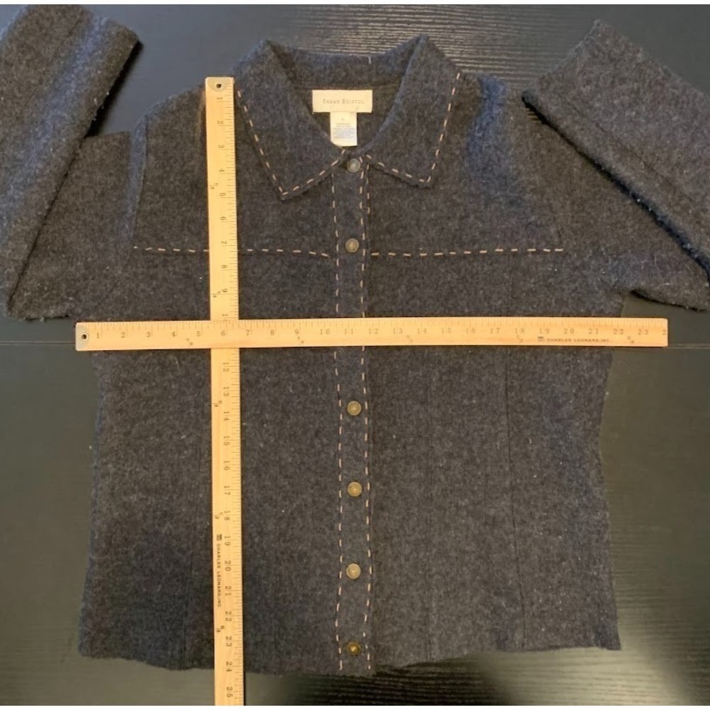 Vintage Susan Bristol Wool Button Up Cardigan Sweater Boho Cottage Women's Large - Picture 8 of 8